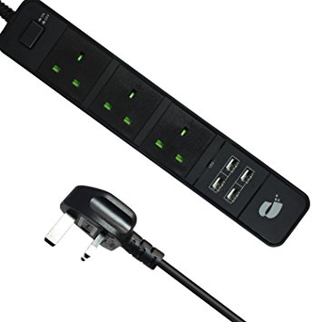Power Strip ExtensionY Surge Protector Intelligent Charging with 3 AC Outlets   4 USB Ports Universal 5.9ft Extension Cord, for Digital Devices, Home Appliances, Office Use and More