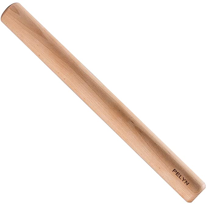 PELYN Pizza Dough Roller Large French Wood Rolling Pin for Baking Fondant Pasta Pastry Tortilla Chapati, roller pin for Baker, 15.75 x 1.6 Inch