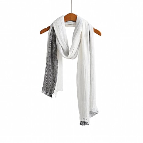 Cotton Striped Shawl Scarf Super Soft Long Lightweight Scarves For Women and Men