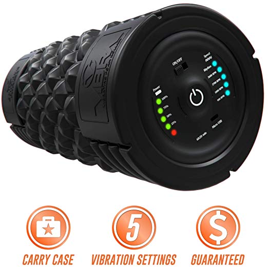 Epitomie Fitness VIBRA Vibrating Foam Roller - Next Generation Electric Foam Roller with 5 Speeds Settings | Includes Carry Case & Vibration Foam Rolling Training