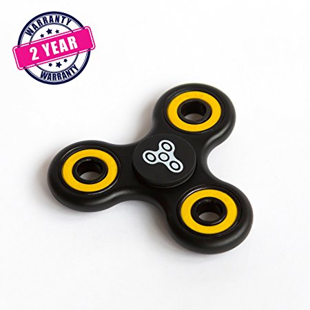 Anti-Stress Spinner | Relieves stress and bad habits! Relax, Focus, Relieve - with innovative, upgraded 2017 spinner. Black & Yellow Color