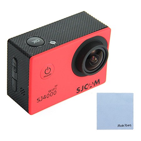SJCAM Original SJ4000 WiFi Action Camera 12MP 1080P H.264 1.5 Inch 170° Wide Angle Lens Waterproof Diving HD Camcorder Car DVR with Free Makibes Cleaning Cloth (Red)