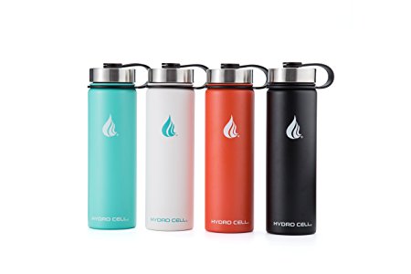 Hydro Cell Stainless Steel Water Bottle with Straw & Wide Mouth Lids (32oz or 22oz) - Keeps Liquids Perfectly Hot or Cold with Double Wall Vacuum Insulated Sweat Proof Sport Design