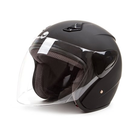 Open Face Motorcycle Helmets Scooter Helmets Flip up Helmets with Shield Matt Black