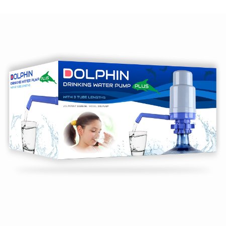 Improved New Generation Dolphin Water Bottle Pump with 4 Tubes Fits Most 2-6 Gallon Water Coolers Excluding Glass