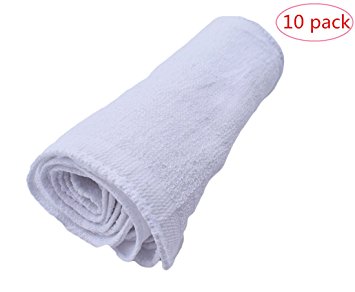 10-Pack Pure Cotton Towels Kpblis Multi-Purpose Face Towels Reinforced Lock Stitched Hems Edges Soft and Durable