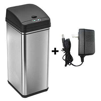 Battery-Free Automatic Trash Can, 13 Gallon Stainless Steel Sensor Kitchen Trash Can includes Deodorizer and AC Power Adapter
