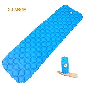 2017 Newest TuTu Outdoors X-Large Ultralight Sleeping Pad Ultra-Compact Air Cell Bed Camping Mat for Backpacking, Camping, Travel Super Comfortable Air-Support Cells Design