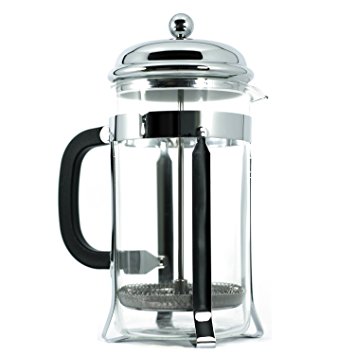 French Press - Premium Quality - Coffee, Tea & Expresso Maker - Easy Cleaning, Double Screen Filter System, Glass & Stainless Steel, Heat Resistant Pot and Portable - Comes With Scoop (34 oz)