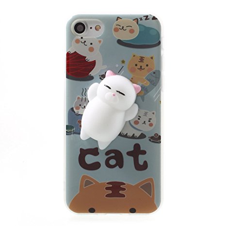 Dulcii Squishy Cat iPhone 6 / 6S Case, 3D Cute Soft Silicone Cartoon Squishy Cute Cat Phone Cover for iPhone 6 iPhone 6S