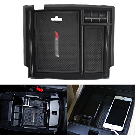 Black Center Console Armrest Box Secondary Storage Interior Organizer Glove Box for Honda Accord 2013 -2017