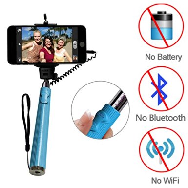 Looq System DG-LB01 Wired Extendable Third Generation Selfie Monopod for Android and iOS Smart Phones - Blue