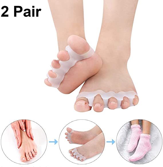 Toe Separators, Toe Stretchers, Toe Separators Stretchers, Gel Rubber Silicone Toe Spacers, Orthopedic Bunion Corrector, Hammer Toe Straightener Correct Bunion Pain Toe for Women and Men, 2 Pairs