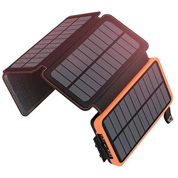SOARAISE Solar Charger 25000mAh Portable Power Bank with 2 USB Output Waterproof Battery Pack Compatible with Most Phones, Tablets and More