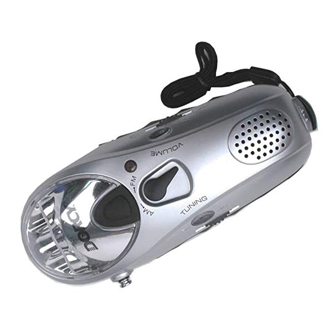 Dorcy 41-4274 Dynamo Rechargeable AM FM Radio Flashlight with Emergency Siren and Hand Crank, 7.5-Lumens, Silver Finish