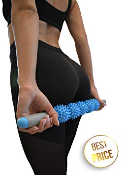A.G.FIT - Muscle Roller Stick for Athletes - Massage Stick - Massager Tool for Reducing Muscle Soreness, Loosing Tightness and Soothing Cramps - Perfect for Athletes, Trainers, Yoga (Rose Red)
