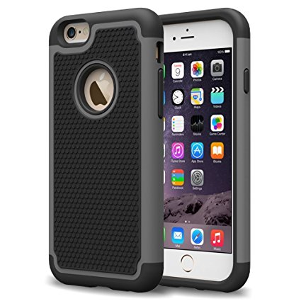 Laxier Dual Layer Ultra Thin Plastic Rubber Silicone Hard Shell Protective Case for Apple iPhone 6 / 6S - gray