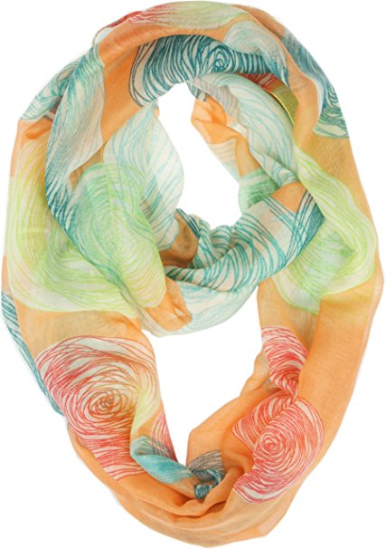 Vivian & Vincent Soft Light Weight Airy Artistic Circles Print Sheer Infinity Scarf