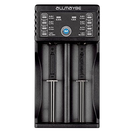 ALLMAYBE EC2 Smart Battery Charger for Rechargeable Batteries Ni-MH Ni-Cd AA AAA Li-ion LiFePO4 IMR 14500 16340 18650 CR123 26650 with USB Port