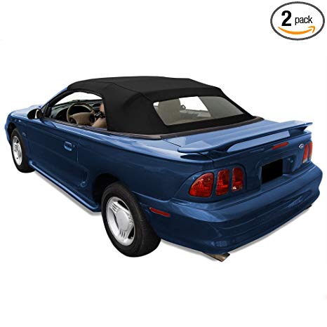 Ford Mustang 94-04 Models, Complete Two-Piece Factory Style Convertible Top with Heated Glass Window in Sailcloth Vinyl Black