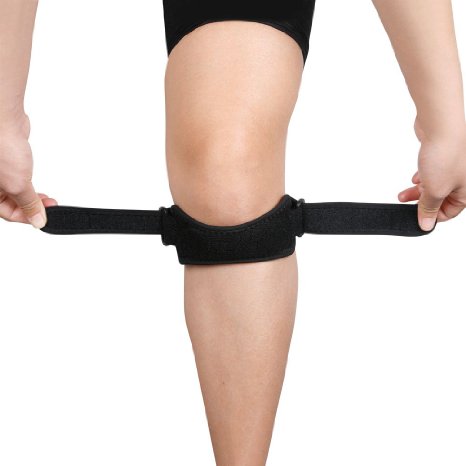 Nlife Premium Adjustable Knee Straps. Knee Pain Relief for Hiking, Soccer, Basketball, Volleyball & Squats. 1 piece