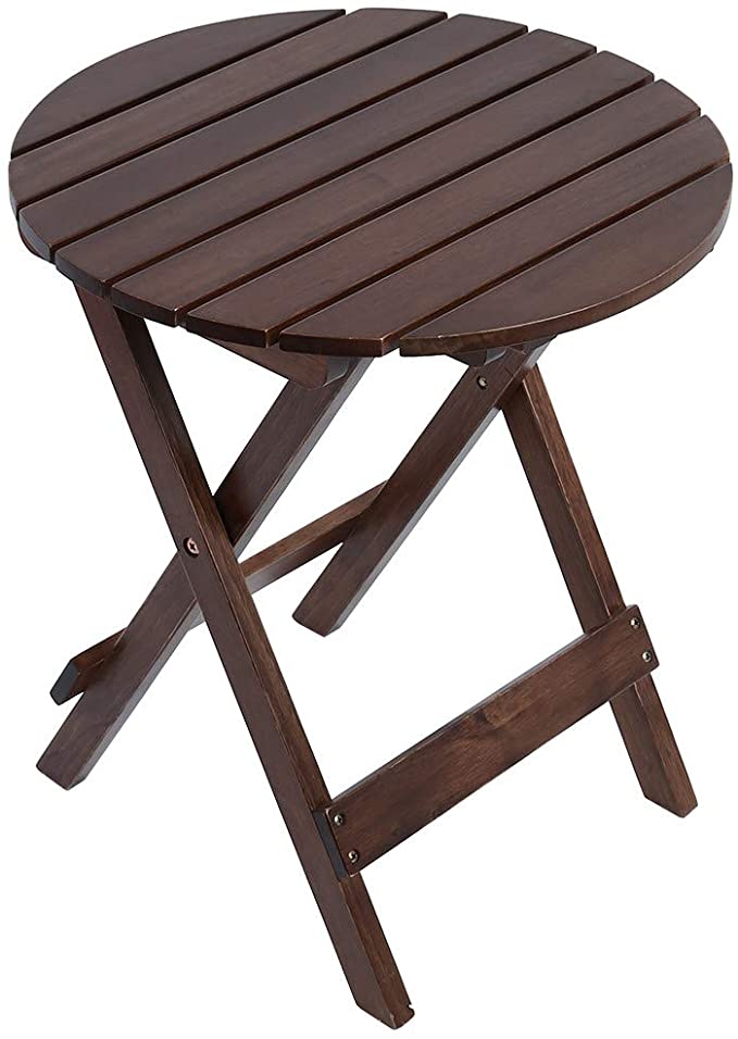 Brakites Adirondack Round Folding Table, Wooden Portable Outdoor Folding Side Table, Perfect for The Beach, Camping, Picnics, Cookouts and More
