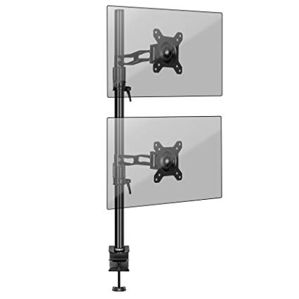 Duronic DM35V2X2 Extended Double Twin LCD LED Vertical Desk Mount Arm Monitor Stand Bracket with Tilt and Swivel (Tilt ±15°|Swivel 180°|Rotate 360°)   10 Year Warranty