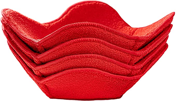 Microwave Bowl Cozy Huggers set of 4 – Durable and Reliable – For Hot and Cold Bowls, Plates and Dishes Bowl Holder for Microwave – Bowl Cozies Ideal Household Gift by Sheff Store (Red)