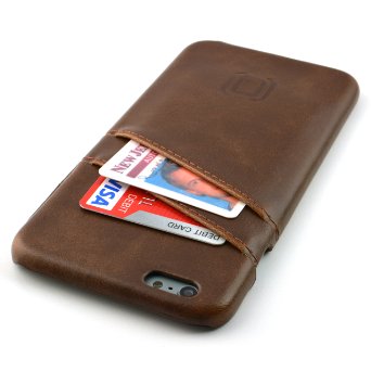 iPhone 6 Plus Card Case by Dockem- Vintage Synthetic Leather Wallet Case Ultra Slim Professional Executive Snap On Cover with 2 Card Holder Slots Brown