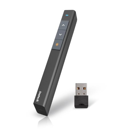 Inateck 24GHZ Wireless Presenter Wireless PowerPoint Clicker Presentation Remote Control with USB Plug Remote Control Range Up to 100m Black