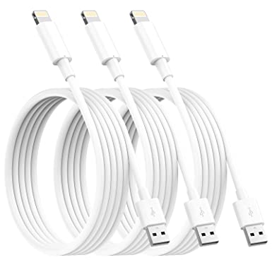 Marchpower 3 Pack 3M iPhone Charger Cable, MFi Certified Lightning Cable, Extra Long iPhone Charging Cable iPhone Leads for iPhone 13 12 Mini Pro 11 Pro XS Max X XR 8 7 6 6 Plus, iPad, iPod - White