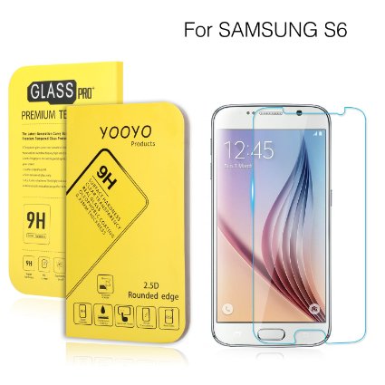 S6 Screen Protector, YooyoTM [Anti Scratch] Samsung Galaxy S6 Tempered Glass Premium 0.33 mm 2.5D Rounded Edge 9H [Bubble-Free] High Definition Ultra Clear Tempered Glass Screen Protector for Samsung Galaxy S6