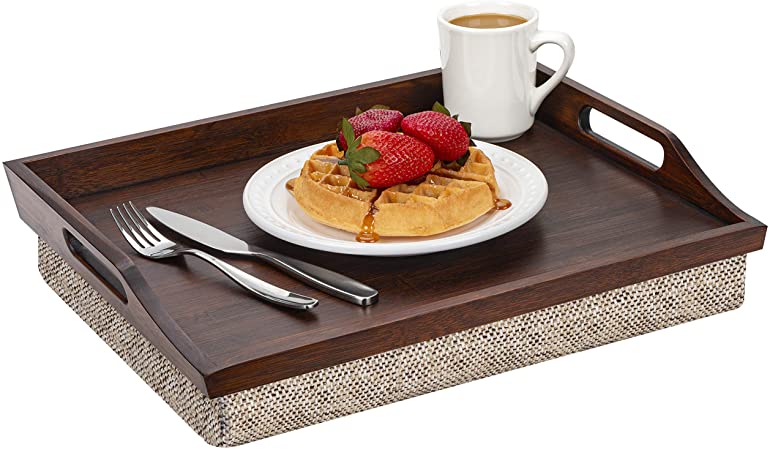 LapGear Rossie Lap Tray with Detachable Pillow, Serving Tray - Espresso Bamboo - Style No. 76102