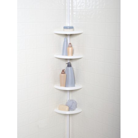 Mainstays 4-Tier Tension Pole Shower Caddy, White