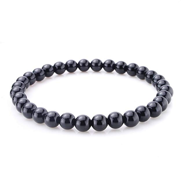 jennysun2010 Handmade Natural Gemstone Smooth Round Loose Beads 6mm Stretchy Bracelet Healing