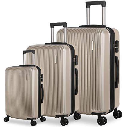 DFAVORS 3 Pieces Expandable Luggage Sets ABS Hardside Spinner Set Lightweight Carry on Suitcase (20”/24”/28”)