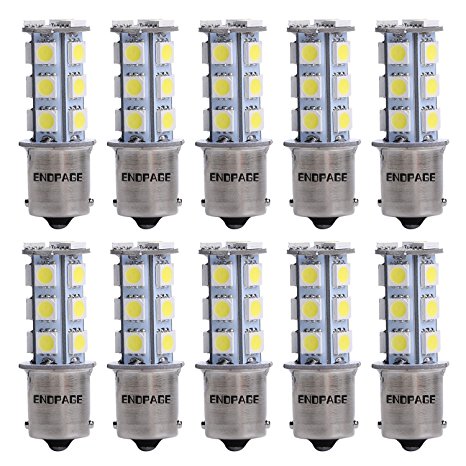 ENDPAGE 10x 1156 BA15S 7506 1003 1141 18-SMD White Car LED Bulbs Replacement for Interior Lights Tail Lights Brake Lamp Backup Reverse Lights Fit RV Camper Van etc.
