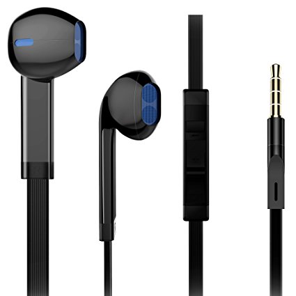 PWOW Headphones with Mic Earbuds In Ear Earphones Black