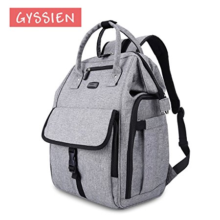 Baby Diaper Bag with Rectangular Open Design by GYSSIEN, Waterproof & Fashionable Maternity Nappy Backpack for Baby Care, 25L Large Capacity Multi-functional Daily Travel Backpack (Gray)