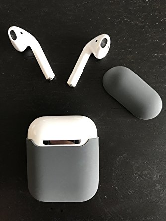 {Made of 2 pcs}Damon Protective Podskin Airpods Case Shock Proof Soft Skin for Airpods Charging Case(Gray)