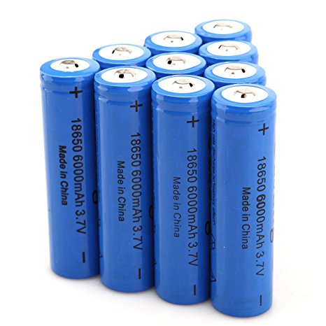10PCS Deep Blue 18650 Rechargeable Battery 6000mah 3.7v Li-ion Battery