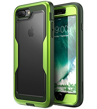 i-Blason iPhone 8 Plus Case, [Heavy Duty Protection] [Magma Series] Shock Reduction / Full body Bumper Case with Built-in Screen Protector for iPhone 7 Plus 2016 / iPhone 8 Plus 2017 (MetallicGreen)
