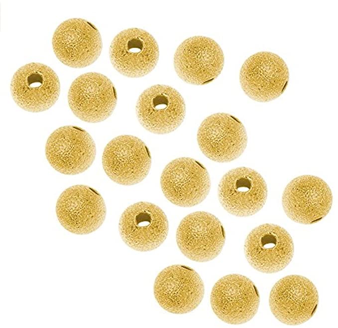 100pcs Beautiful 6mm (0.24 Inch) Gold Plated Brass Stardust Spacer Loose Round Metal Beads for Jewelry Craft Making CF42-6