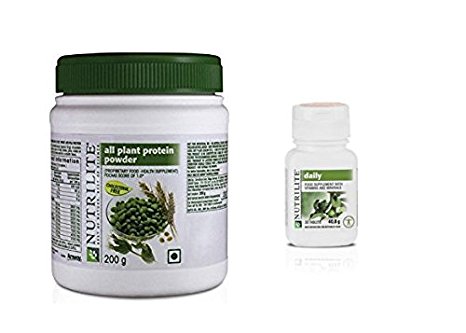 AMWAY NUTRILITE ALL PLANT PROTEIN POWDER 200GM WITH AMWAY NUTRILITE DAILY 30 TABLETS