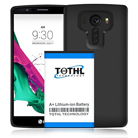 TQTHL LG G4 [7800mAh] Extended Battery Replacement with Soft TPU Full Edge Protection Case (More than 2X Extra Battery Power) Compatible with All LG G4 models- Black [18 Month Warranty]