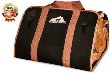 Northern Outback SUPERSIZED Firewood Log Carrier 16oz Canvas Wood Tote - Best for Fireplaces - Wood Stoves - Firewood - Logs - Camping - Beaches - Landscaping