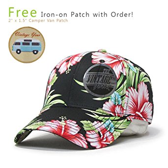 Premium Floral Hawaiian Cotton Twill Adjustable Snapback Hats Baseball Caps (Varied Colors) (Hawaiian)