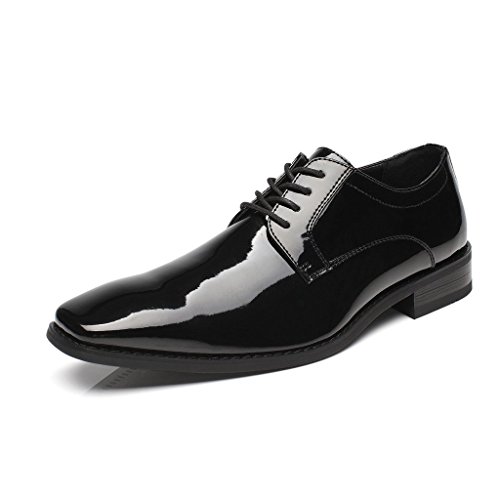 Faranzi Oxford Shoes for Men Patent Leather Plain Toe Tuxedo Oxford Mens Dress Shoes Zapatos de Hombre Lace Up Comfortable Classic Modern Formal Business Shoes