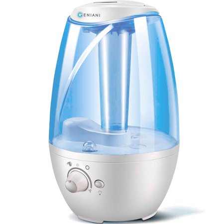 GENIANI Humidifiers - 4L Ultrasonic Cool Mist Humidifier for Bedroom / Home with Night Light - Best Whole House Vaporizer - Large Water Tank - Auto Shut Off & Filter-Free - Gift Box