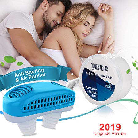 2-in-1 Anti Snoring Devices, Snoring Solution Nasal Dilator Air Purifier Filter Nose Vents Plugs Clip Stop Snoring Aids Snore Stopper Reduce Snoring Sleeping Aid Device (Blue)